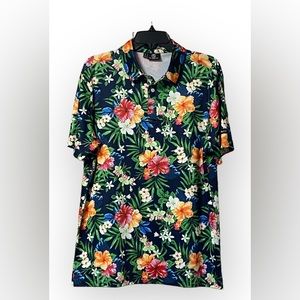 EUC Greenside Golf Polo Shirt Hawaiian Floral Medium Beach Island Flowers